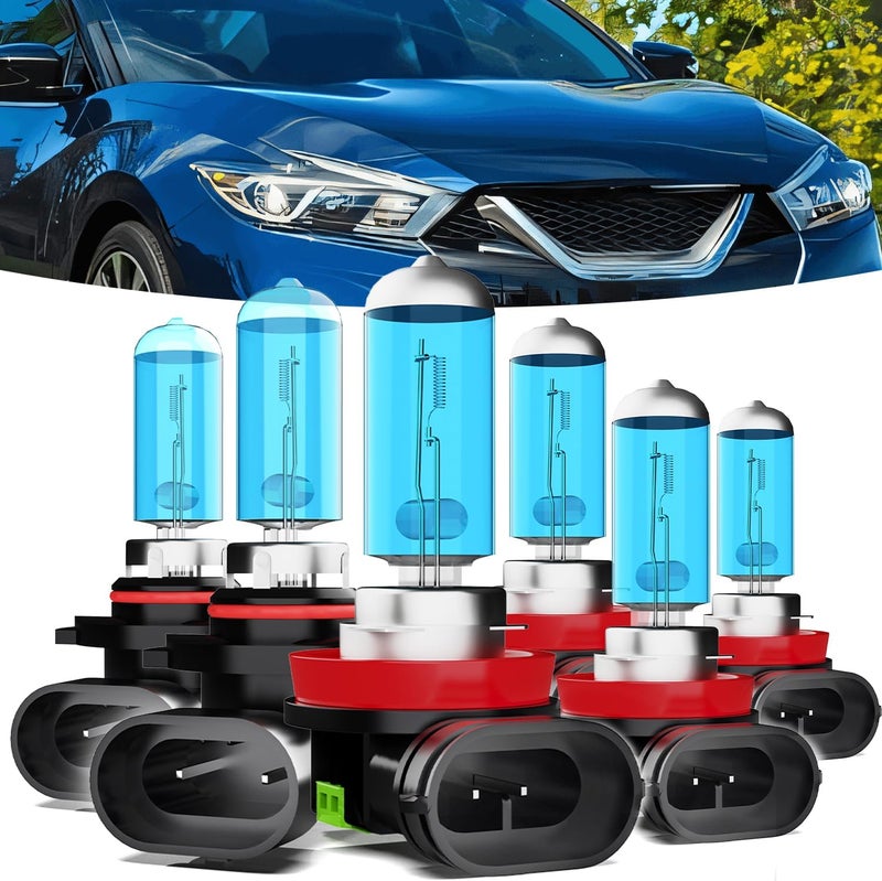 TTDBDAN Halogen Headlights Fit For Nissan Maxima 2009-2014 Headlight Bulbs,9005/H10/HB3 High Beam+ H11/H8/H9 Low Beam+ H11 Fog Light Combo,Plug And Play,Pack of 6 (Nissan Maxima 2009-2014) - Image 1